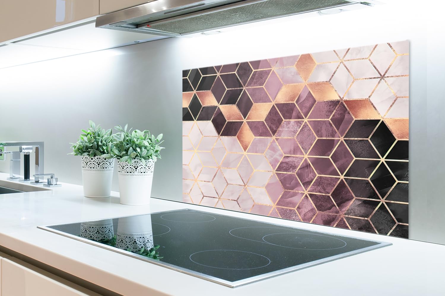 KitchenYeah© Spatscherm Keuken 80x55 cm Kookplaat Achterwand Beschermer Muur Spatwand Fornuis Aluminium Hittebestendig - Graniet - Steen - Patroon - Design - Grijs