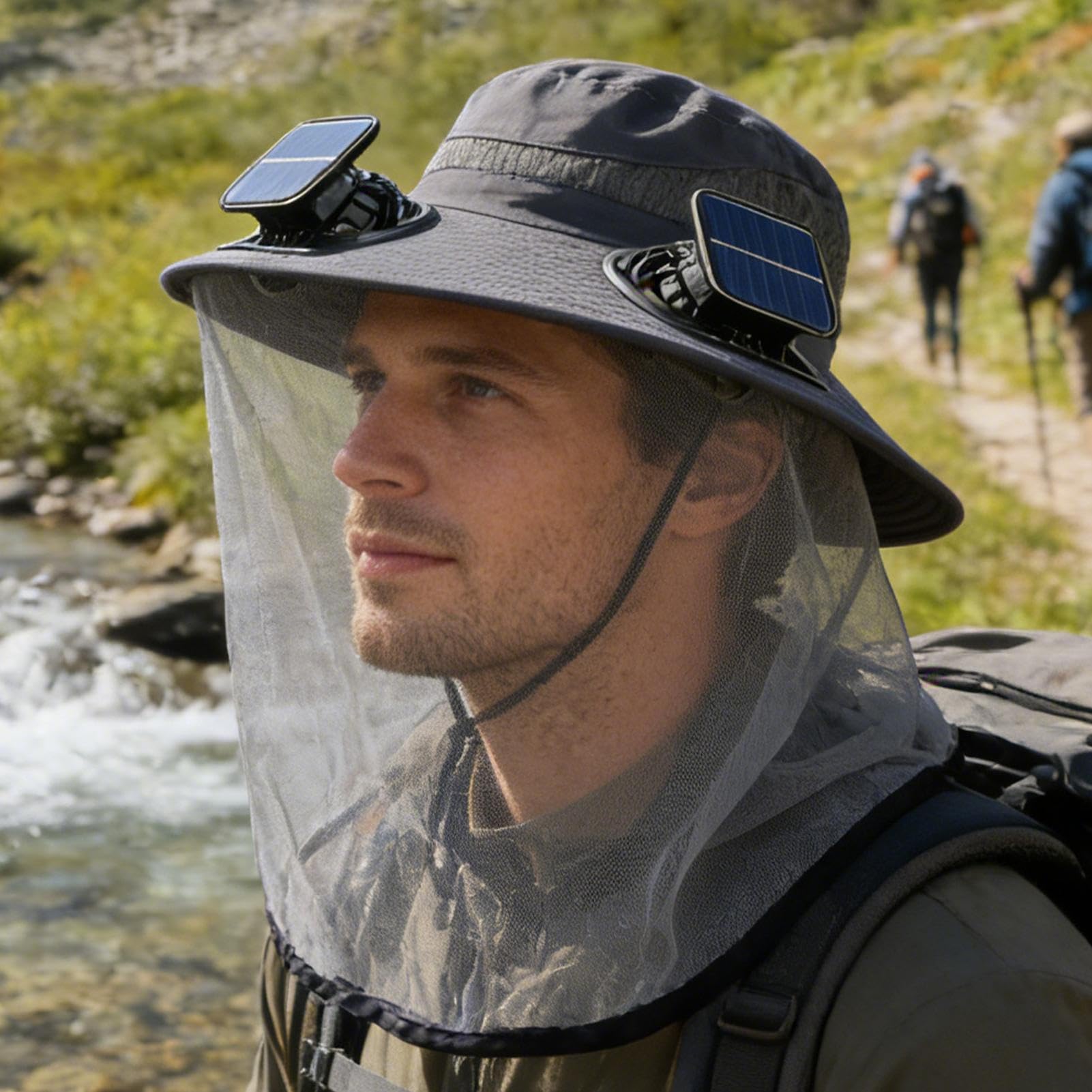 Cappello solare con ventilatore – Bucket da pesca UPF50+ traspirante con rete, cappello Bucket traspirante e impermeabile – per spiaggia, viaggio, compleanno, escursionismo, campeggio sport