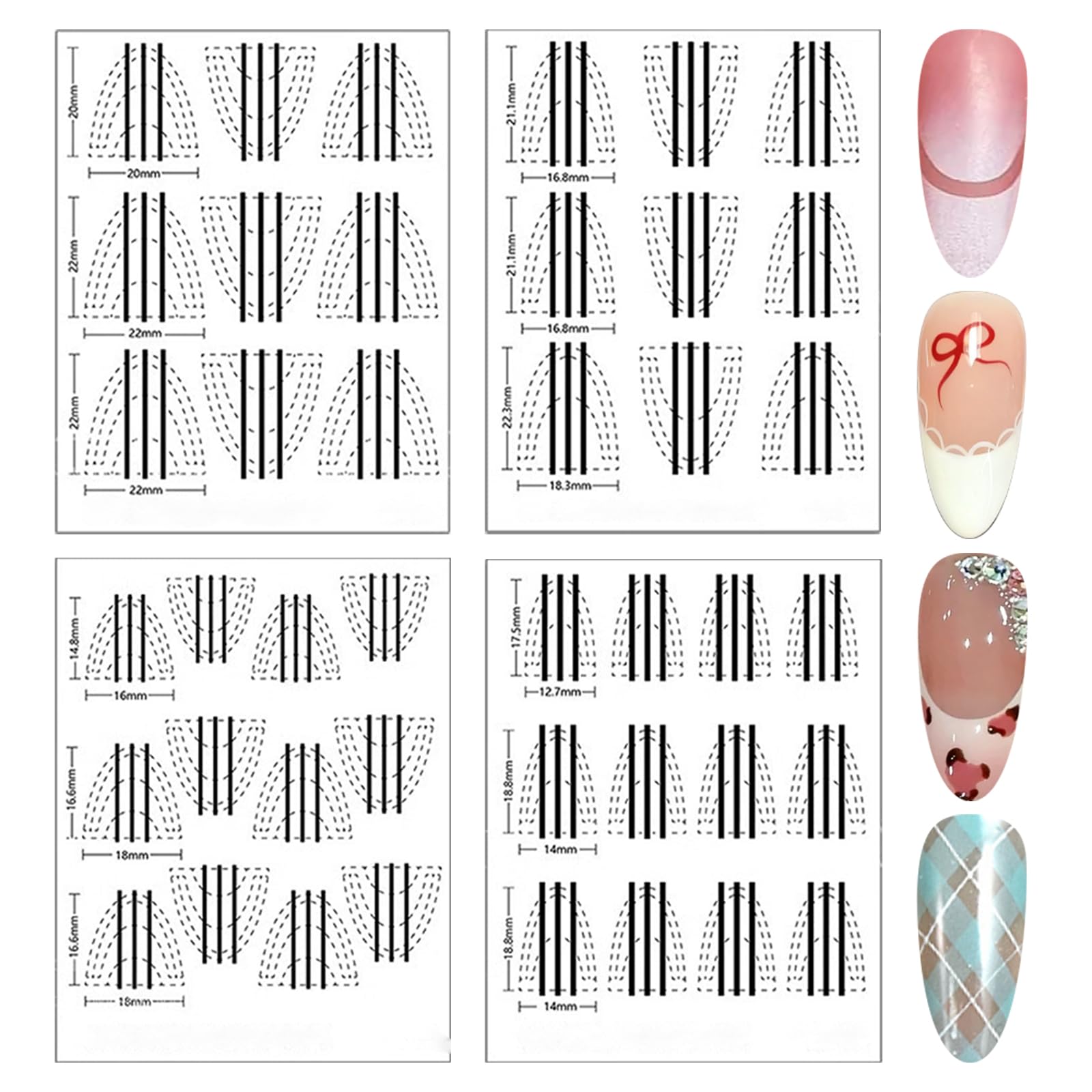 10 Sheets French Tip Guide Stencil for All Nail Shapes French
