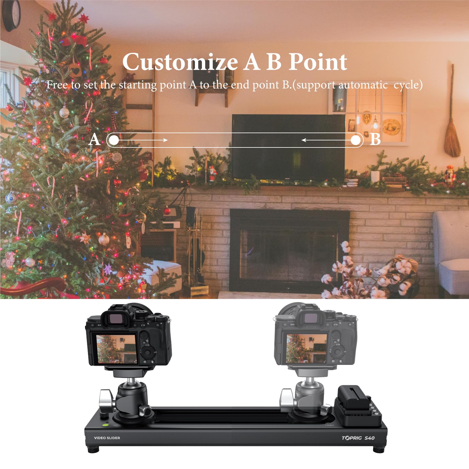 Toprig Accsoon Camera Video Slider S60 Adjustable 24''/60cm Motorized with Full Button Control 120° Panoramic Shooting Support APP Bear 4kg horizontally Bluetooth Connect (AA-S01M/S60) - Image 2