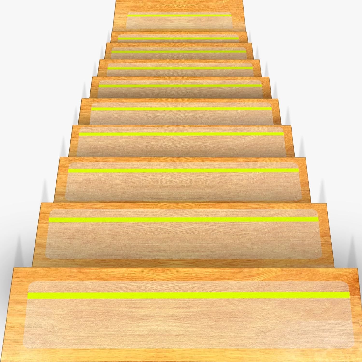 Qingluan Anti Slip Traction Treads with Glow in Dark Stripe, 15Pack 4" X 24" PreCut Stair