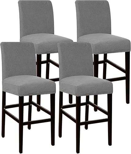 Flamingo P Juego de 4 fundas elásticas para taburetes de bar y mostrador de pub, funda para silla de comedor, cafetería, muebles, silla, protectores