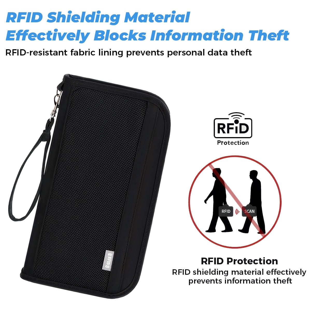 Torba na paszport z blokadą RFID, organizer na dokumenty podróżne, torba na paszport, przenośna torba na paszport, wodoszczelna, na karty kredytowe, bilety lotnicze, monety