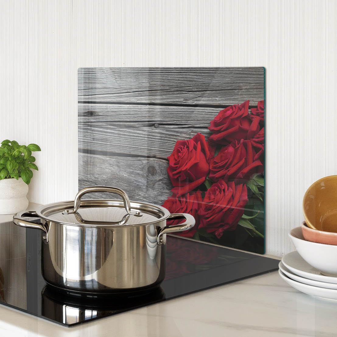 Modelo resistente al calor: Tabla de cortar de vidrio 40x30 cm Rosas rojas