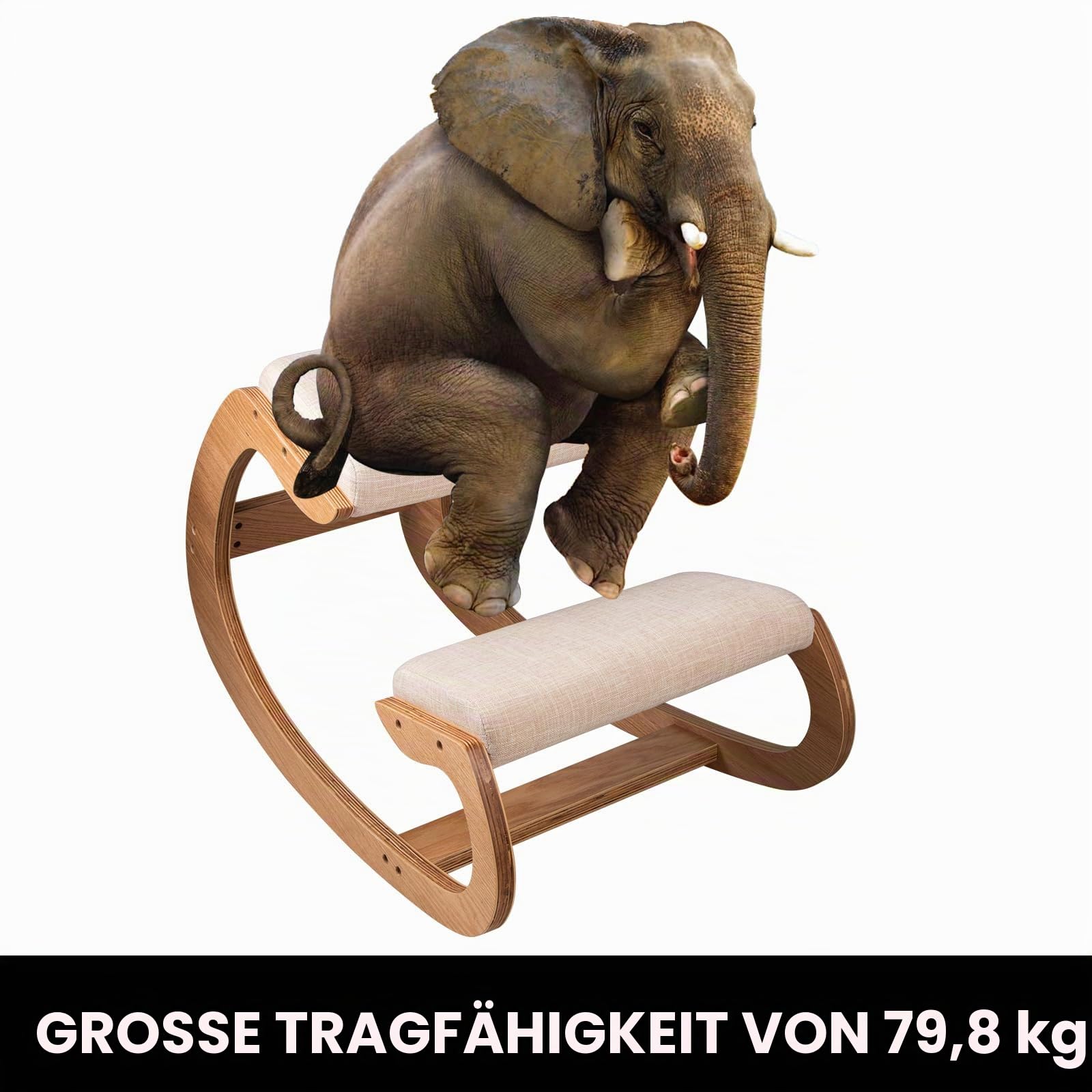 VEVOR ergonomischer Hocker Kniehocker mit Hüftpolster, Gesundheitsstuhl für Zuhause, Kniestuhl zur Verbesserung der Rückenschmerzen Nackenschmerzen Lindern & Körperhaltung (Weiße Eiche)