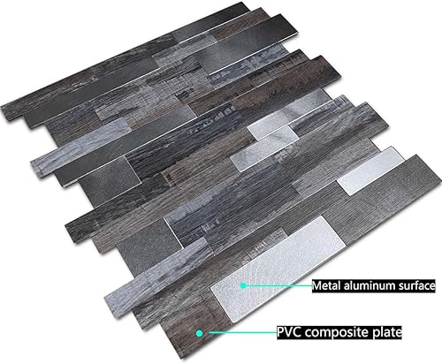 Miniatura 5 de WEIMEISC 5 hojas de azulejos contra salpicaduras para cocina, despegar y pegar, 12 x 12 pulgadas, autoadhesivo, impermeable, azulejos de metal para