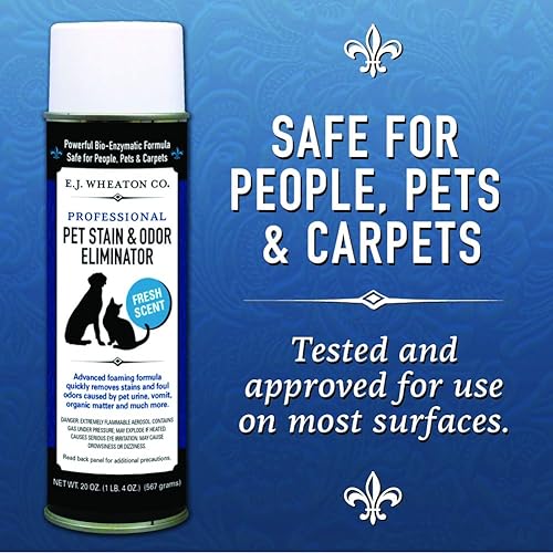 Miniatura 4 de E.J. Wheaton - Eliminador de olores de manchas de mascotas, limpiador enzimático de fuerza profesional para orina de perros y gatos y más, aerosol