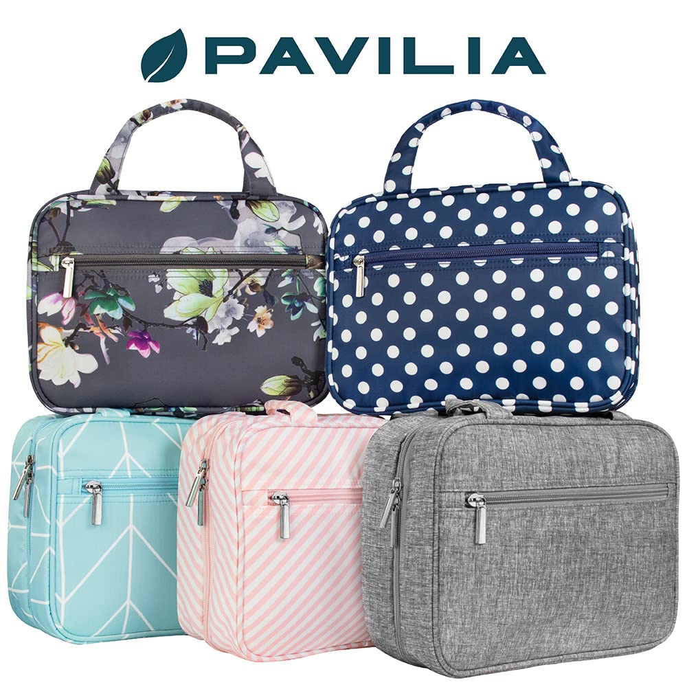 PAVILIA Neceser de viaje colgante para mujer | Kit organizador de maquillaje cosmético - gris - Talla única
