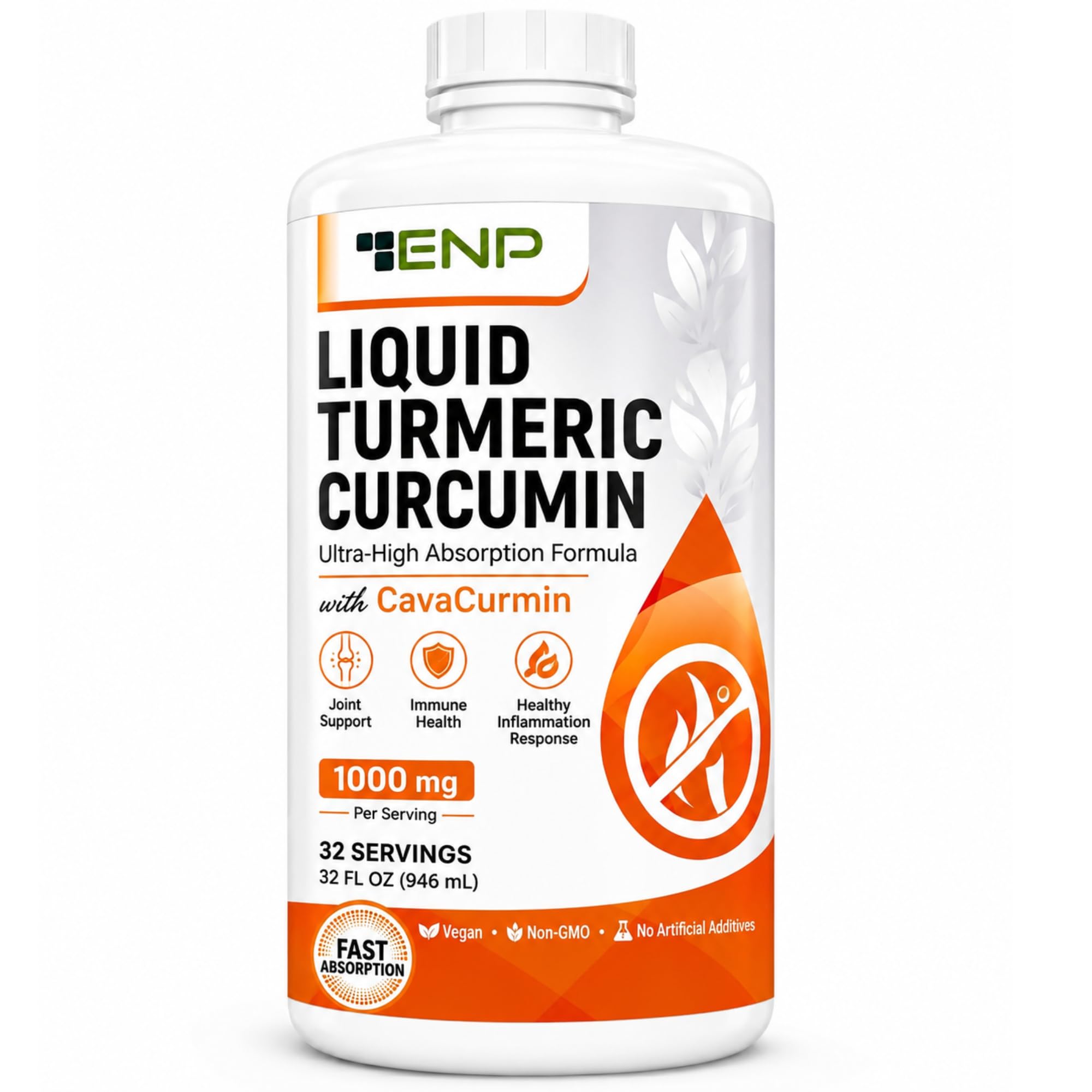 ENP Suplemento líquido de cúrcuma com curcumina e Cavacurmin, 946 mL