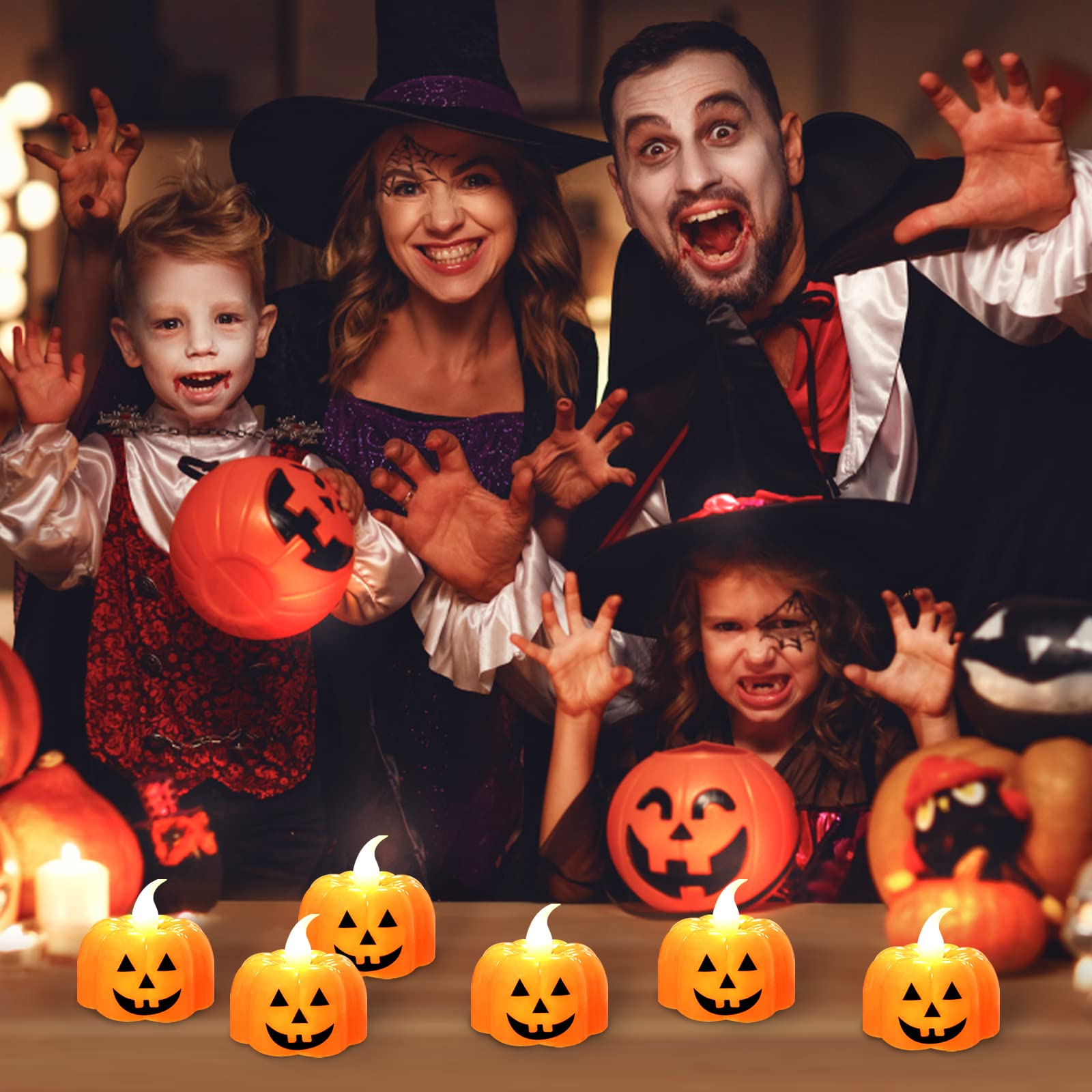 Lot De 12 Citrouille Halloween, LED Halloween Decoration Citrouille Citrouille Lumineuse Bougies Chauffe Plat Citrouille Pour Decorations De Table Fournitures De Fete Dhalloween 89914615