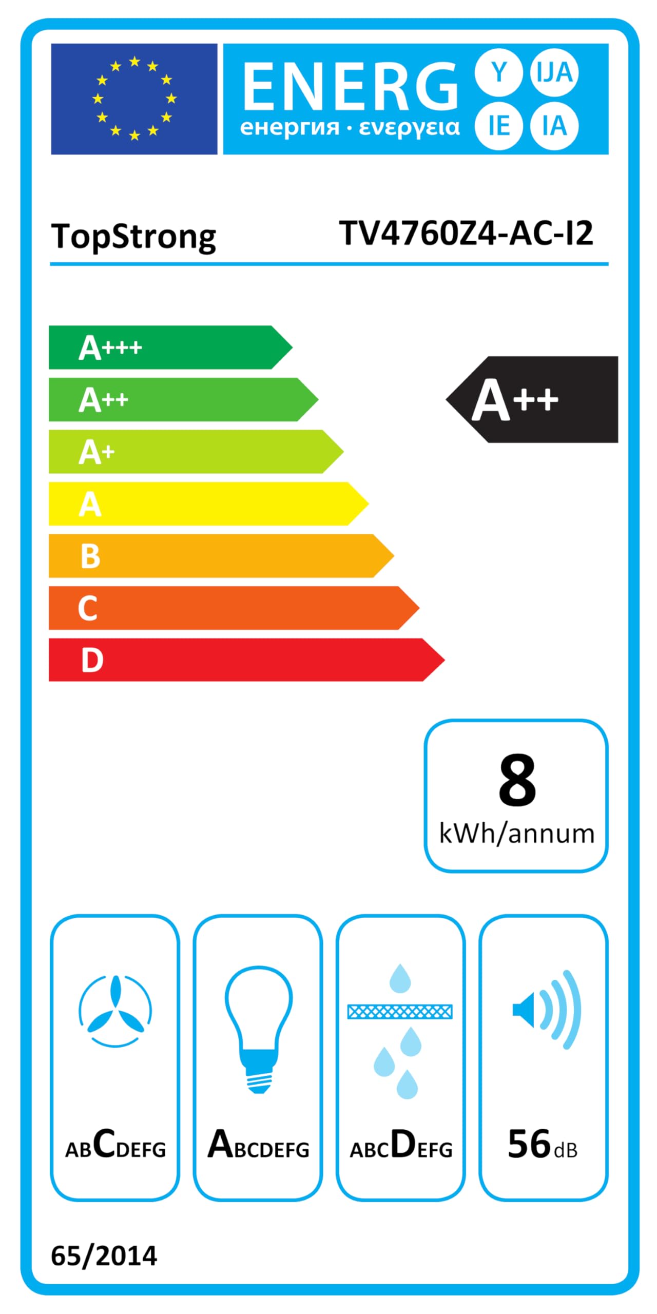 TopStrong Hottes Aspirantes 60cm, Class A++ Hotte Cuisine inclinée Silencieuse, 350m³/h Hotte aspirante Evacuation ou Recyclage, Filtres Charbon Inclus, 3 Vitesses Hotte, LED Eclairage, 56 dB, Noire