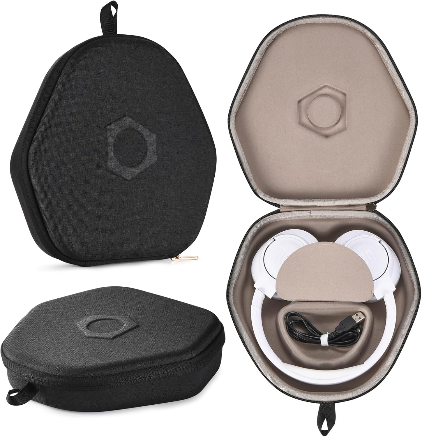 Shockproof Hard Travel Case for JBL Tune/Live Headphones – Universal Fit for 770NC/760NC/660NC/750BT & More – Compact Storage Box with Cable Organizer (Black)
