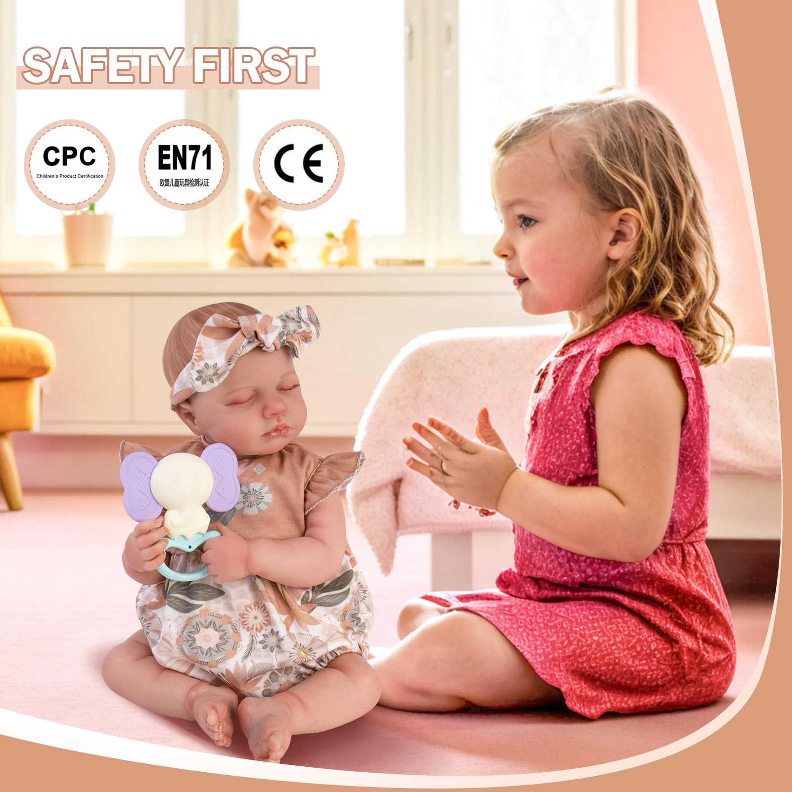 Muñecas de bebé Reborn realistas: muñeca realista de 20 pulgadas con extremidades posables y kit de alimentación, juego para niños a partir de 3 años 6