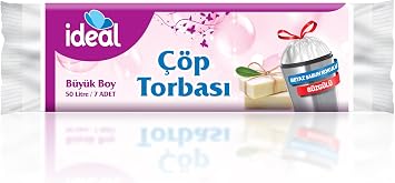 İdeal Büzgülü Beyaz Sabun Kokulu Büyük Boy Çöp Torbası 10'lu 65x70 Cm, Sızdırmaz & Dayanıklı, Kolay Bağlanabilir, Geri Dönüştürülebilir Çöp Poşeti, Ofis, Restoran, Market, Okul, Bahçe, Mağaza, Fabrika
