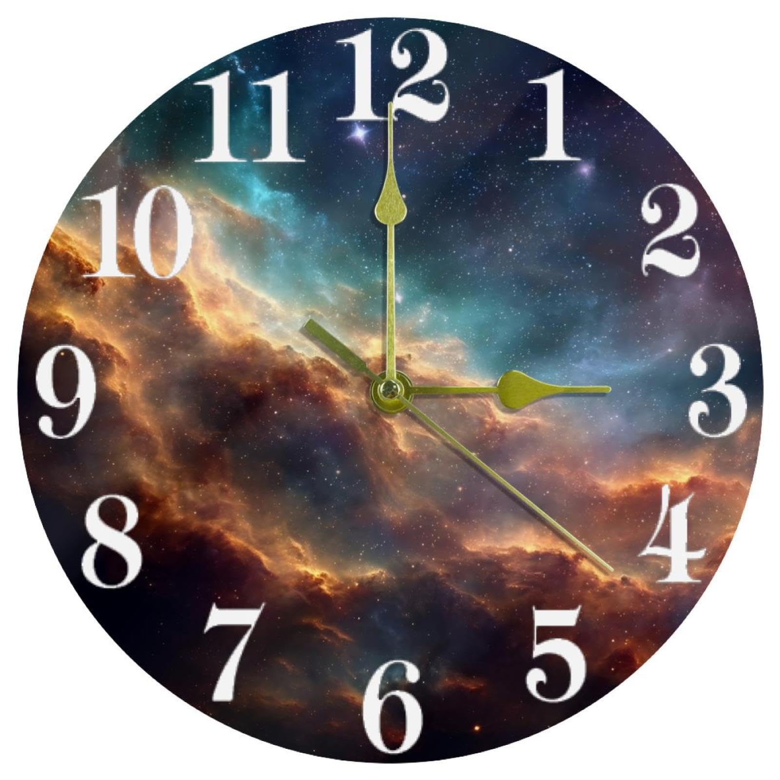 Horloge murale galaxie colorée à quartz silencieuse pour la maison