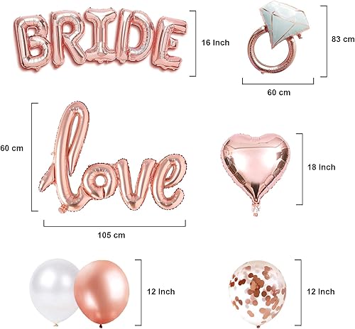 Miniatura 3 de Suministros de decoración de despedida de soltera de oro rosa, globos de decoración de despedida de soltera, decoraciones de globos de novia para