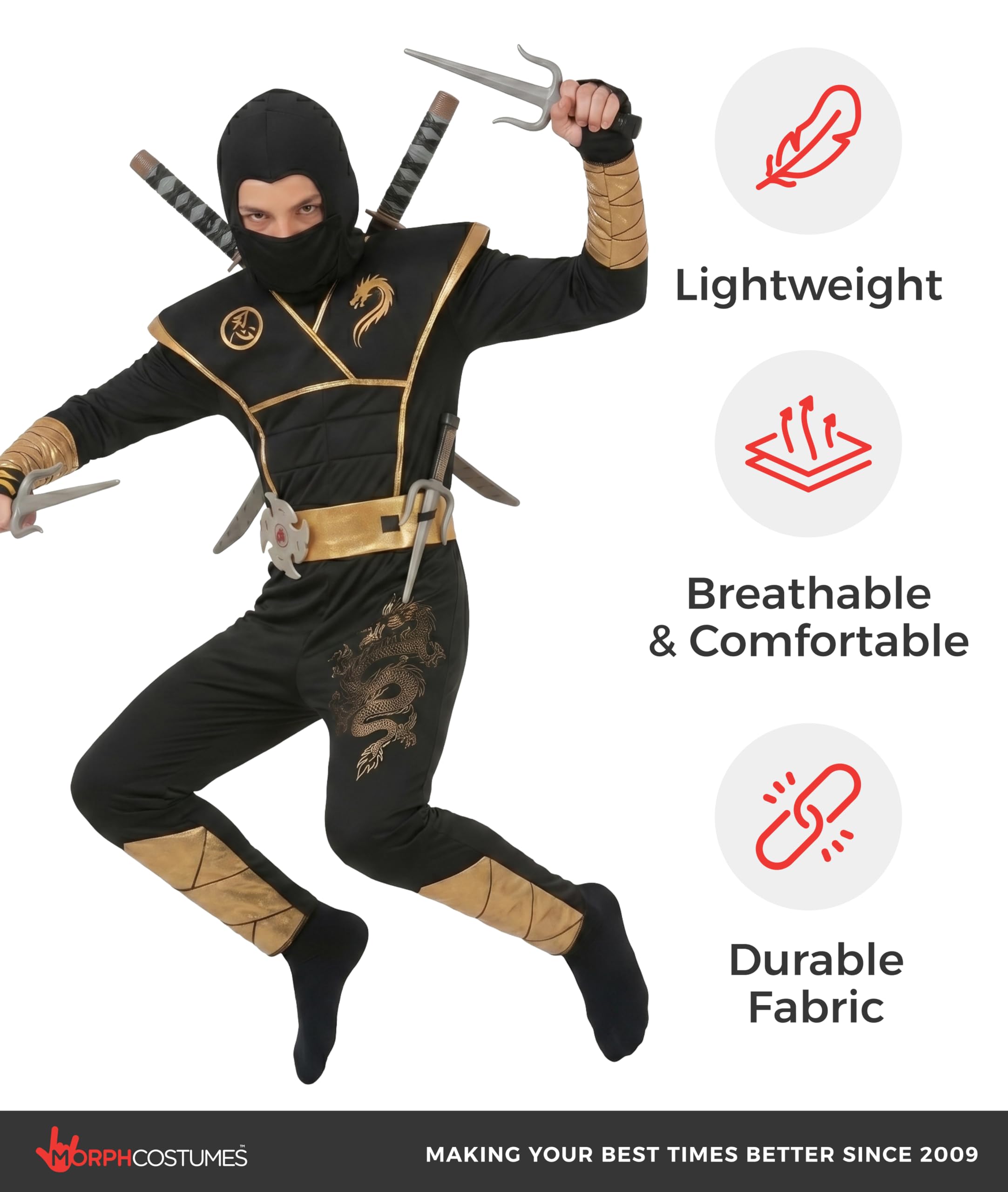 Morph Ninja Kostüm Kinder Jungen & Mädchen, Halloween Kostüm Kinder Ninja, Karneval Kostum Jungen, Fasching