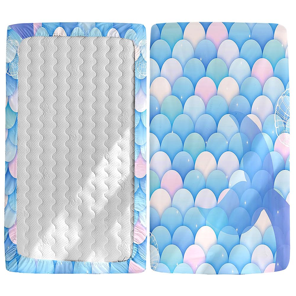 Morbuy Next to Me Crib Sheets, Soft Microfiber Moses Basket Sheets, Girl Cot Bed Sheets, Breathable Travel Cot Sheets Easy Care Toddler Bed Sheets (Ocean Blue,80x40cm)