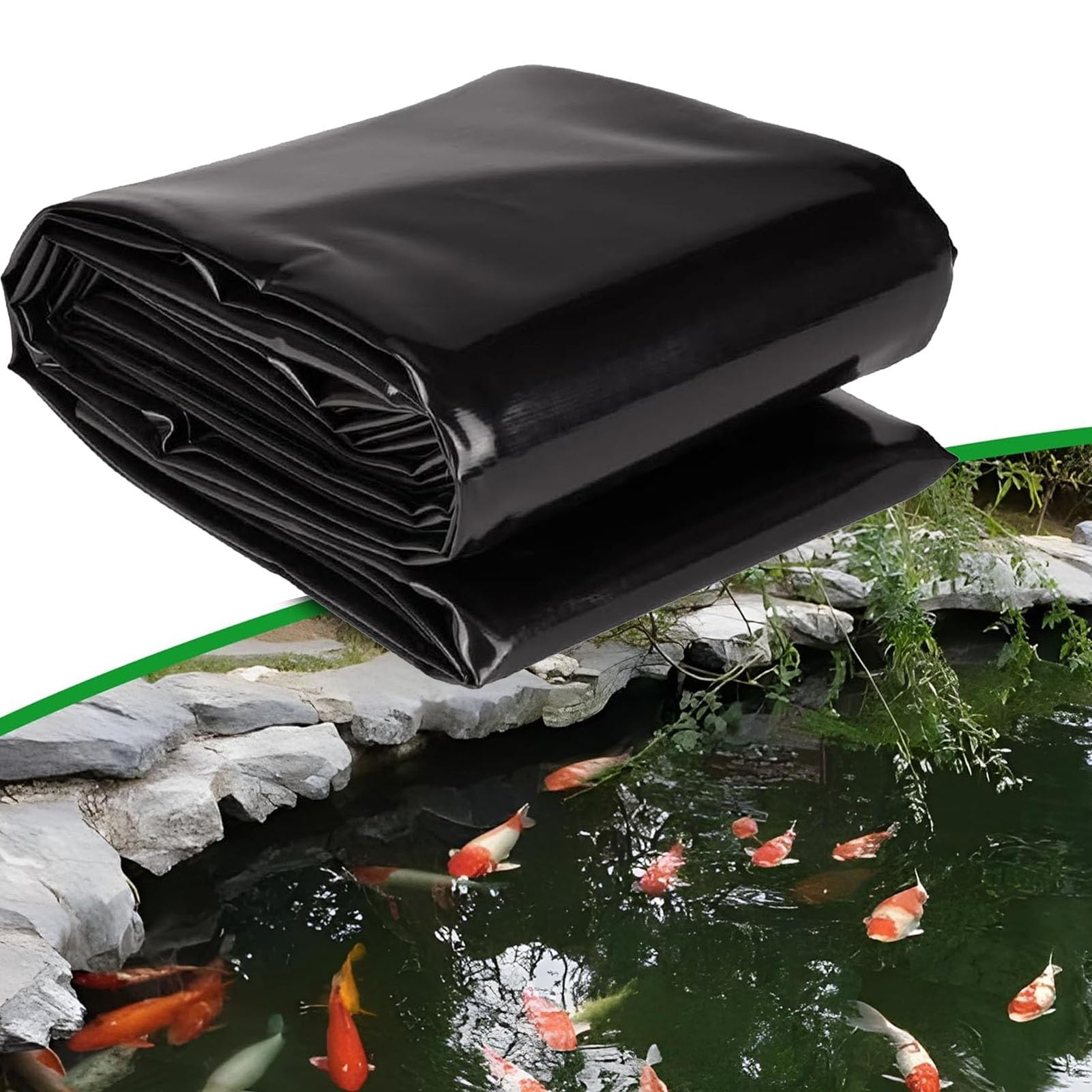 Gaommini Heavy Duty Pond Liners Waterproof 3x4M 4x6M 5x8M 7X10M, Garden Pool Membrane Durable HDPE Pond Lining, Damp Proof Membrane Polythene Sheet, Pond Tarp Black(1x10m(3.3x32.8ft))