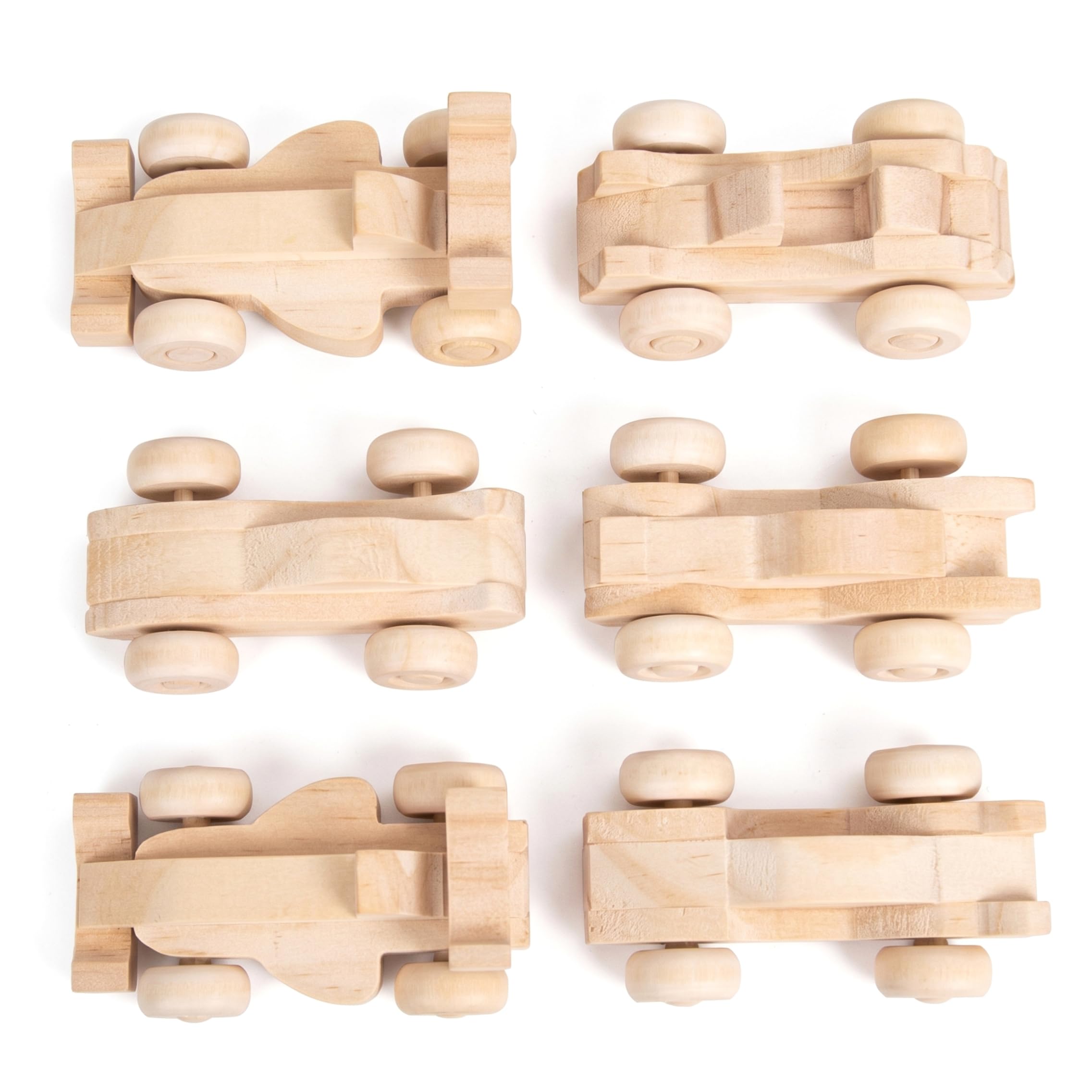 Vaguelly – Pack De 8 Coches De Madera Sin Pintar Para Manualidades Infantiles, Ideales Para Pintar Y Decorar En Familia