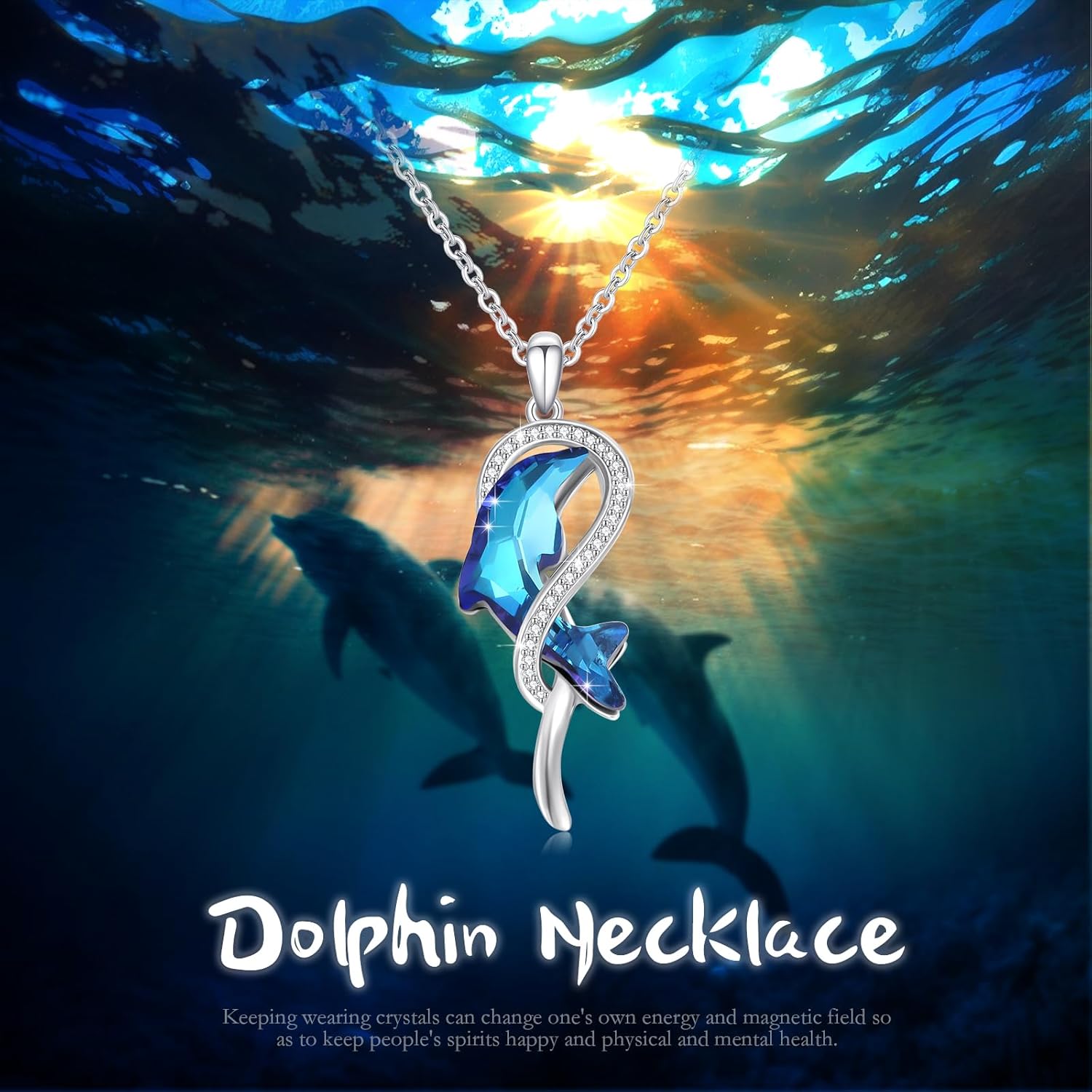 CUOKA MIRACLE Dolphin Necklace for Women 925 Sterling Silver Dolphin Crystal Pendant Necklace Ocean Jewelry Gifts for Mom on Birthday Mother's Day Anniversary Christmas - Image 2