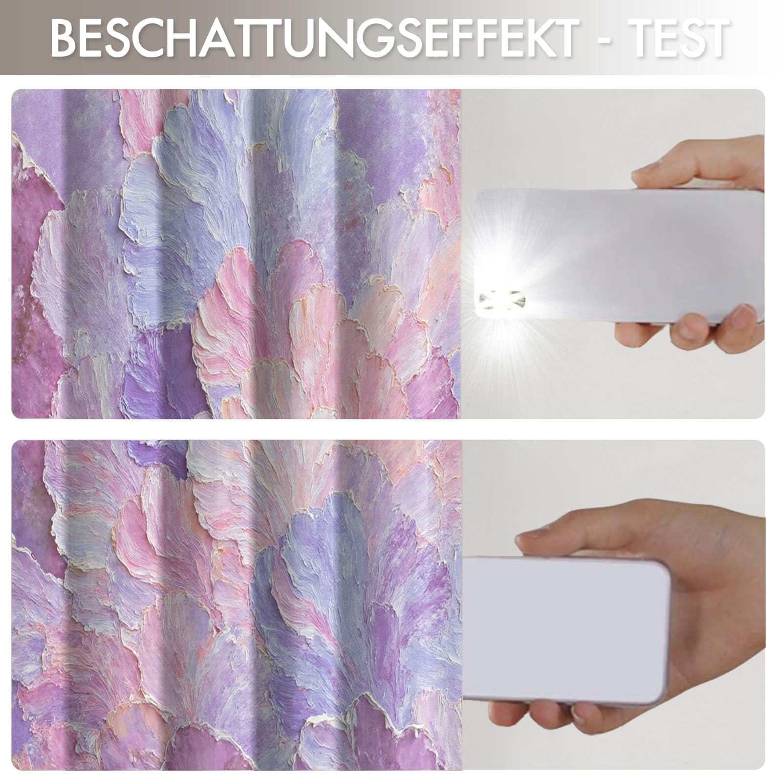Rideau Occultant Salon Pétales Abstraits 3D, Rideaux Motif Texture De Peinture À l'huile avec Oeillets 2 Panneaux Rideaux Occultant Thermiques Opaque pour Fenetre Chambre, 117X137 Cm, Poudre Blush