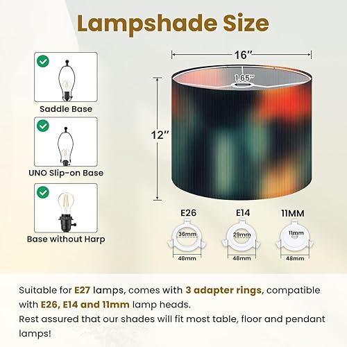 Miniatura 3 de Drum Lamp Shades Bright striped futuristic vintage aesthetic nostalgic retro Dramatic Lampshade for Floor Lamps Table Lamp Pendant Light Linen