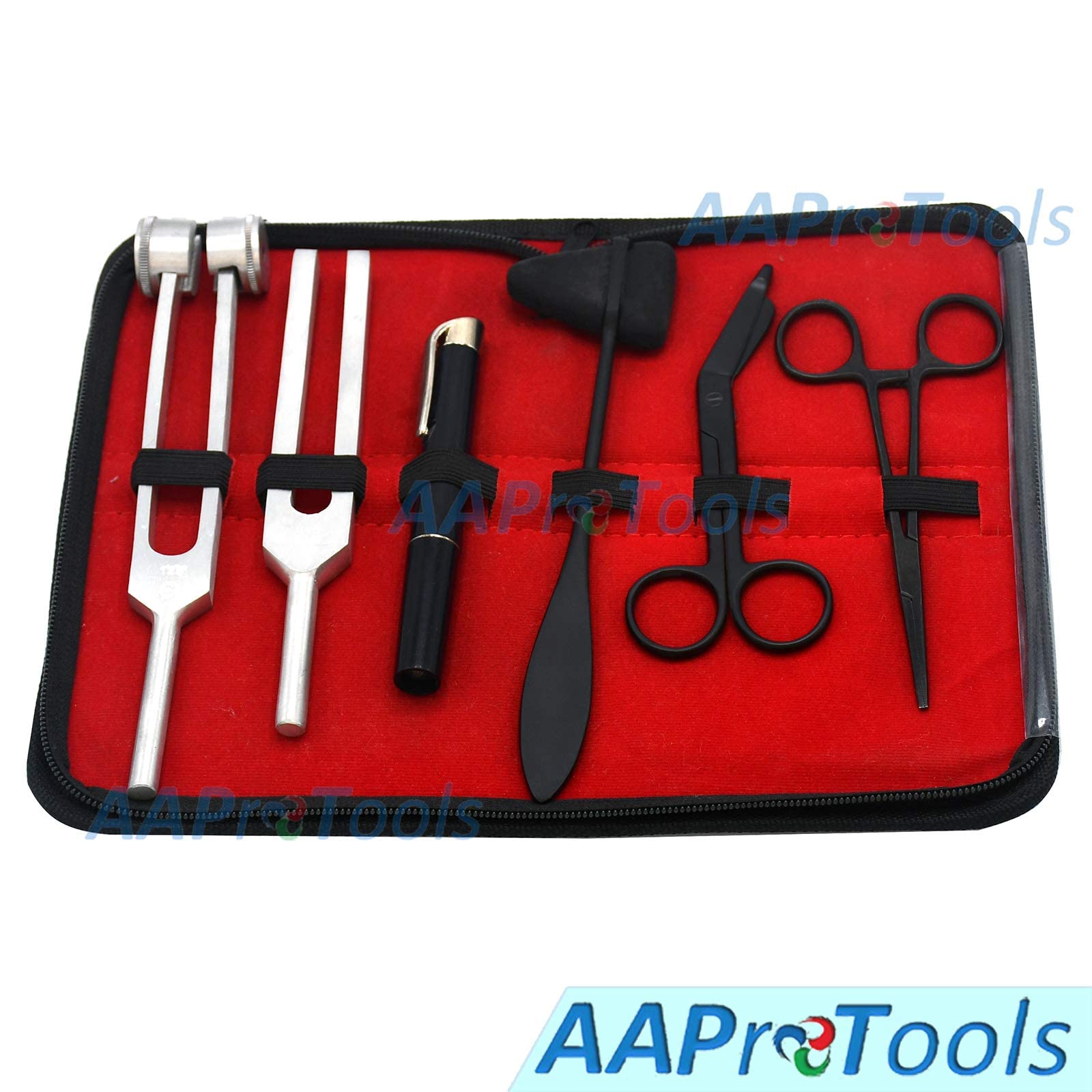 AAProTools Premium Set of 6pcs- Penlight, Tuning Fork C 128 + C 512, Forceps, Scissors