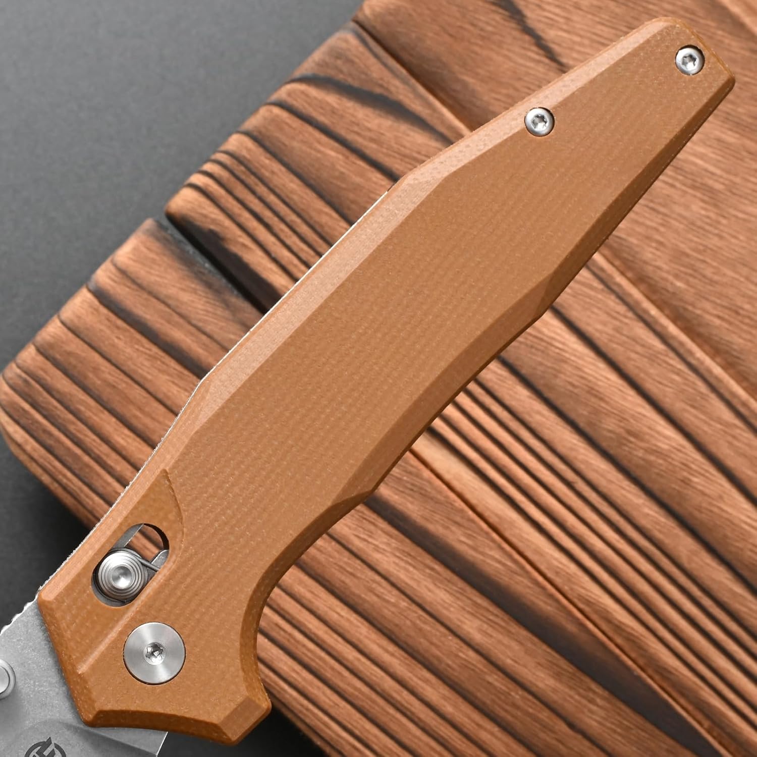 FF20 Folding Pocket Knife，VG10 Steel Blade G10 Handle EDC Tool Knife for Outdoor Camping Hunting Fishing Working(Brown)