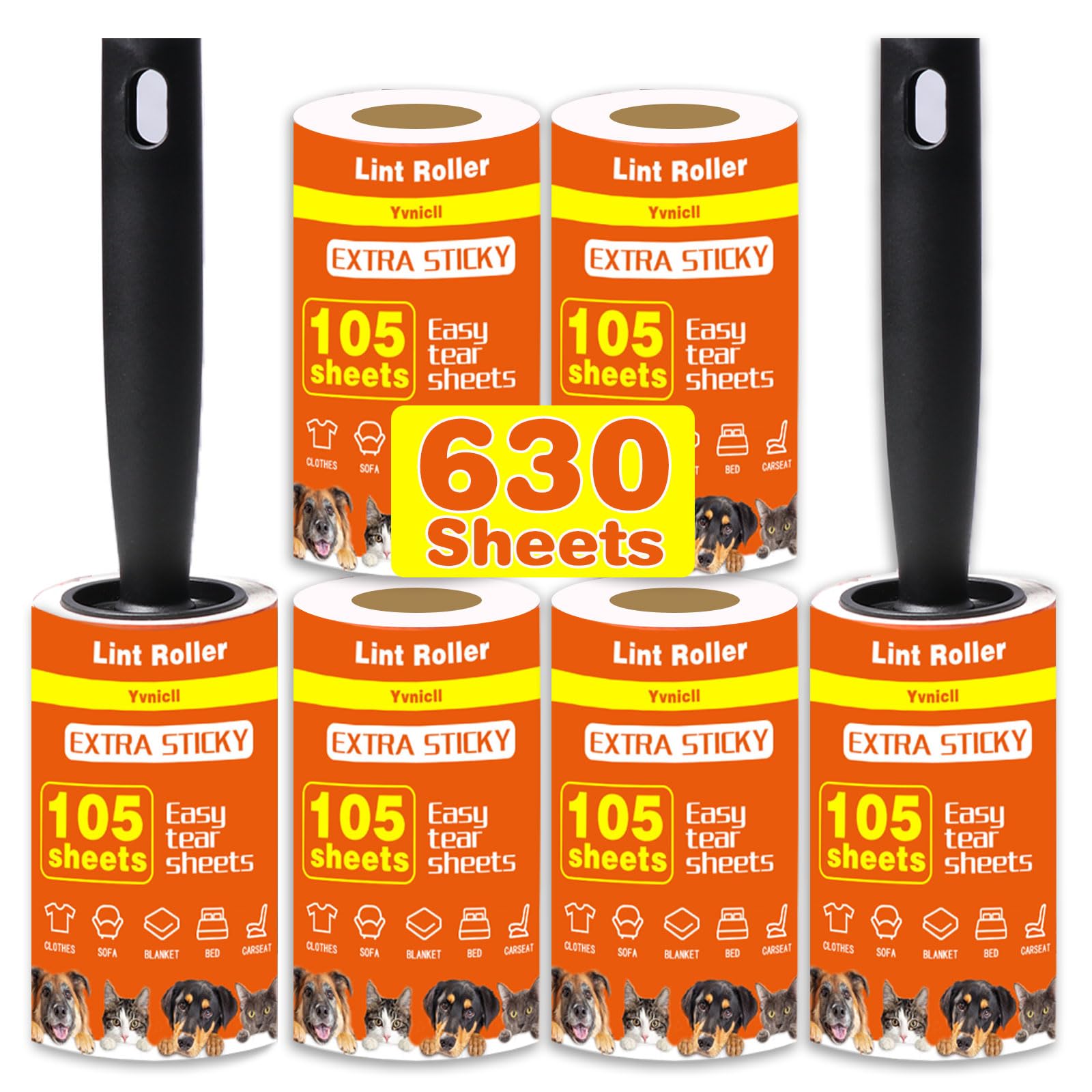 Yvnicll 630 Sheets Extra Sticky Lint Roller for Pet Hair