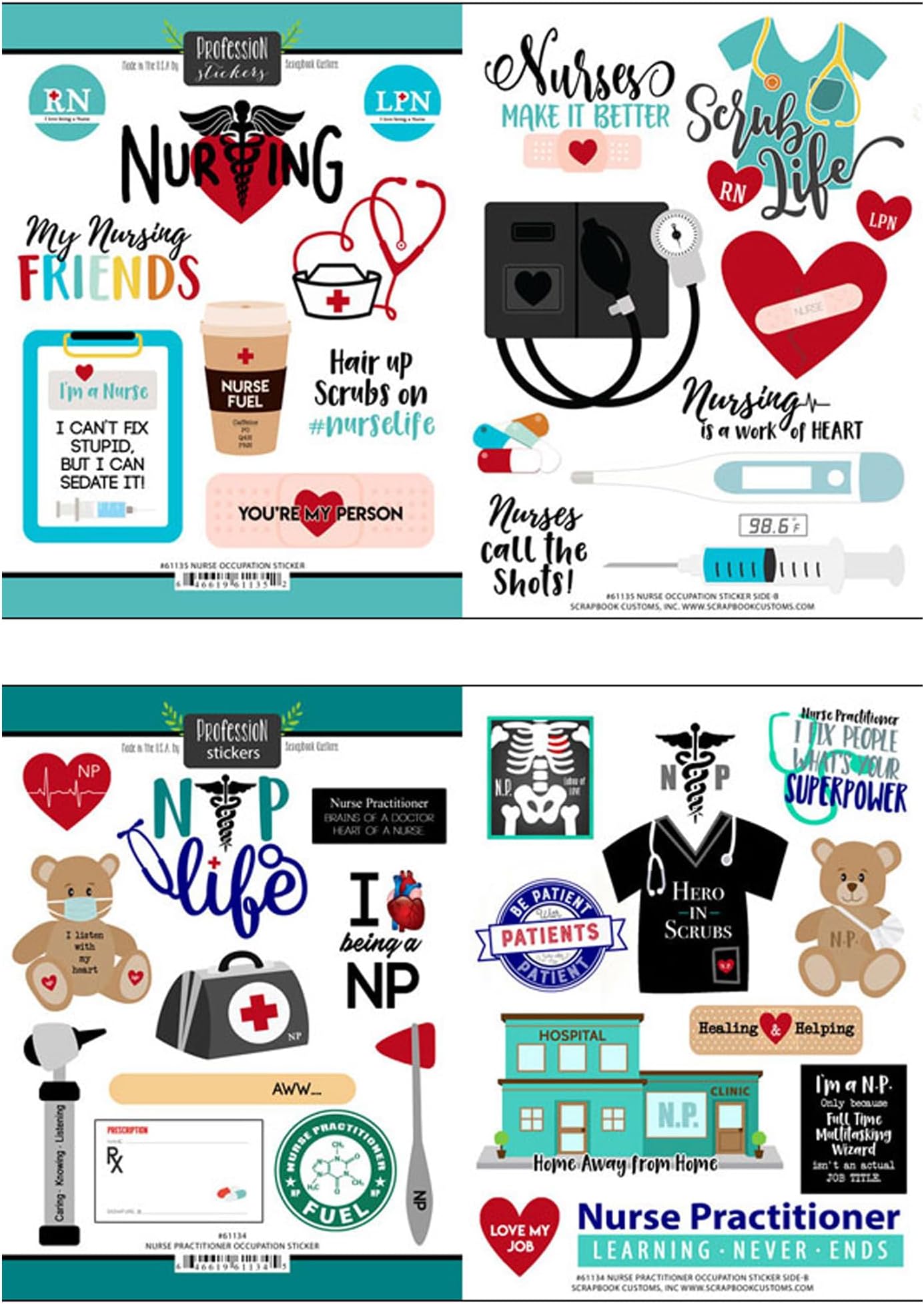 Amazon.com: Medical Stickers for Scrapbooking - Nursing Inspired Design ...