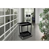 Vista 2 de Luxor Carro utilitario rodante de 2 estantes con ruedas resistentes - Negro