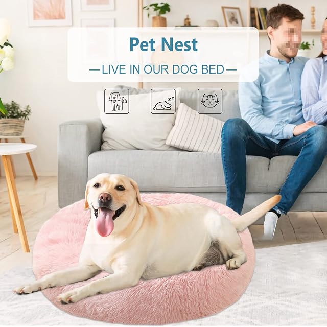 Foto 2 de 7 de KZhanmy Cama de Gato Perro Redonda Mediano Pequeño, Cama Donut Gato,Suave Antiestres Casa para Perros