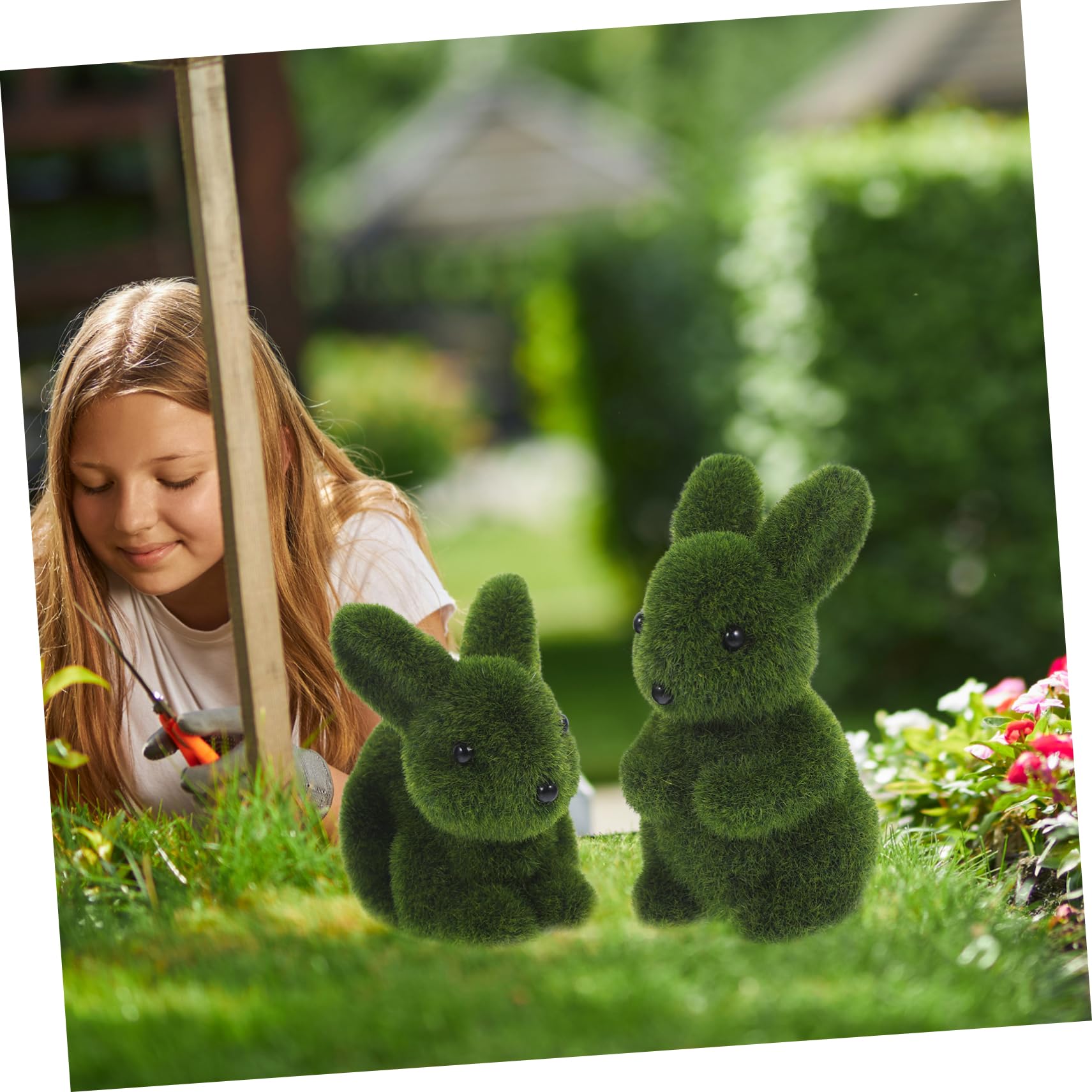 BESTonZON 5 Ensembles Décoration De Lapin Simulé Bricolage Farci Mignon Accessoires Décorations Doux en Forme De Lapin Peluche Green Flocage 2 * 5