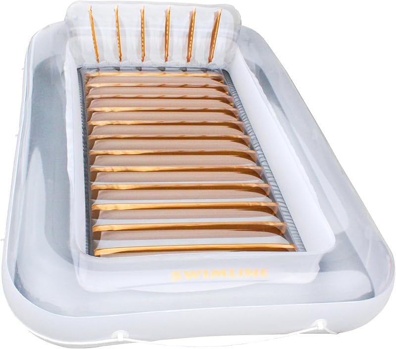 SWIMLINE Original Suntan Tub Series Salón flotante inflable clásico para bronceado | Tumbona híbrida personal para pileta color canela | Almohada ajustable | Llenar con agua | Diseño de bronceado reflectante.