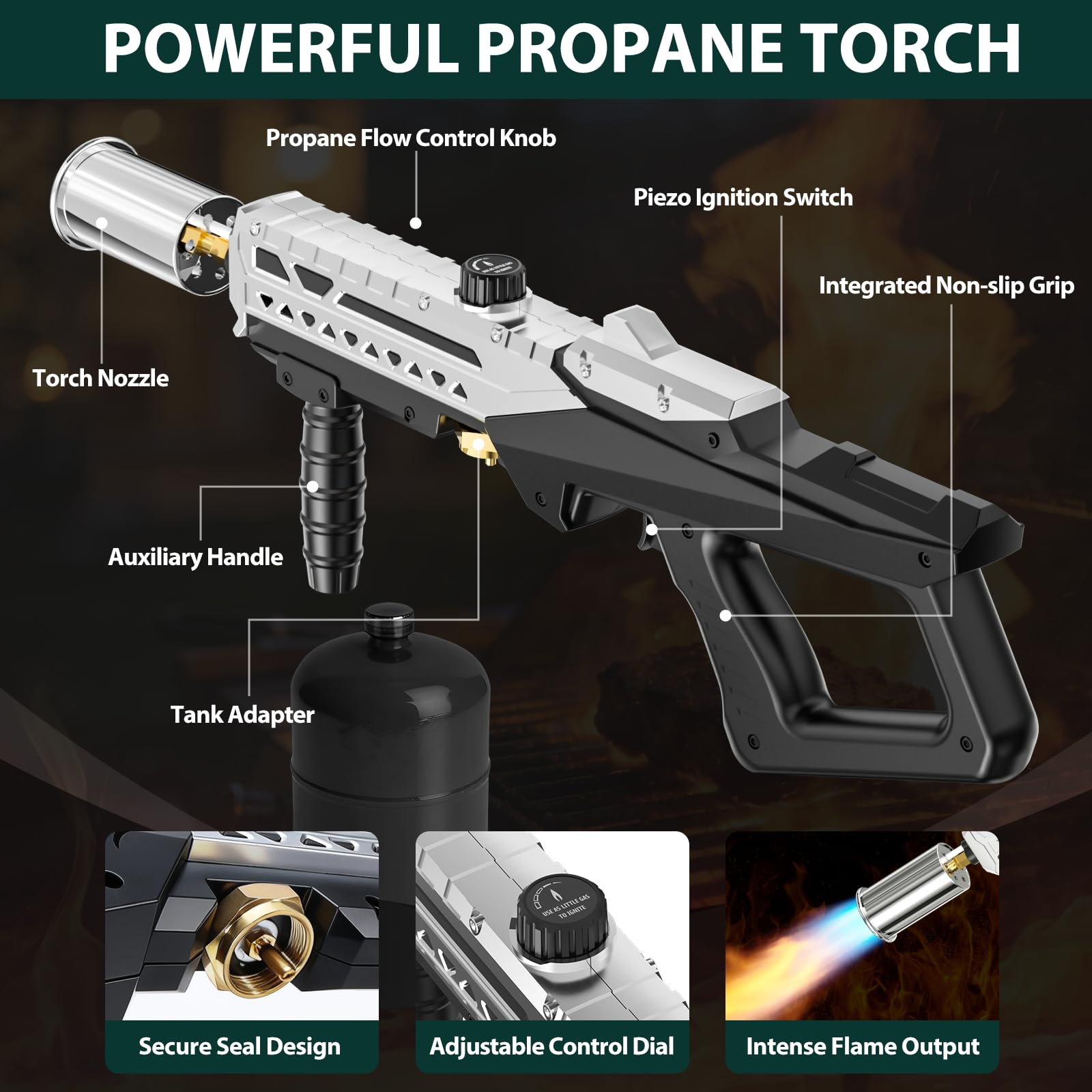 Propane Torch Gun, Flamethrower Gun with Adjustable Flame, B -4