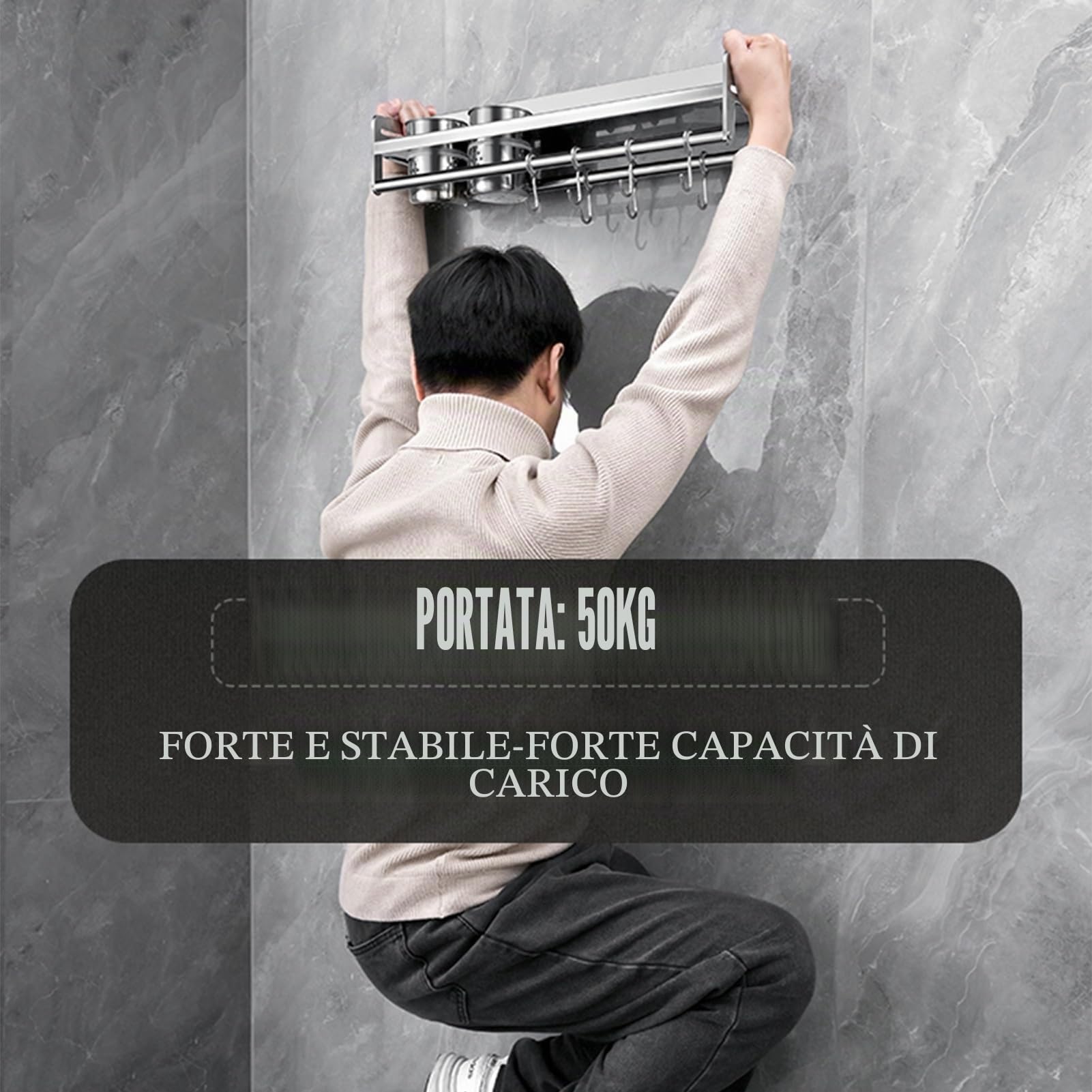 Generico Portacoltelli e portaspezie - Portautensili da Parete in Acciaio Inox 304 con ripiano per spezie per Una Facile organizzazione della Cucina