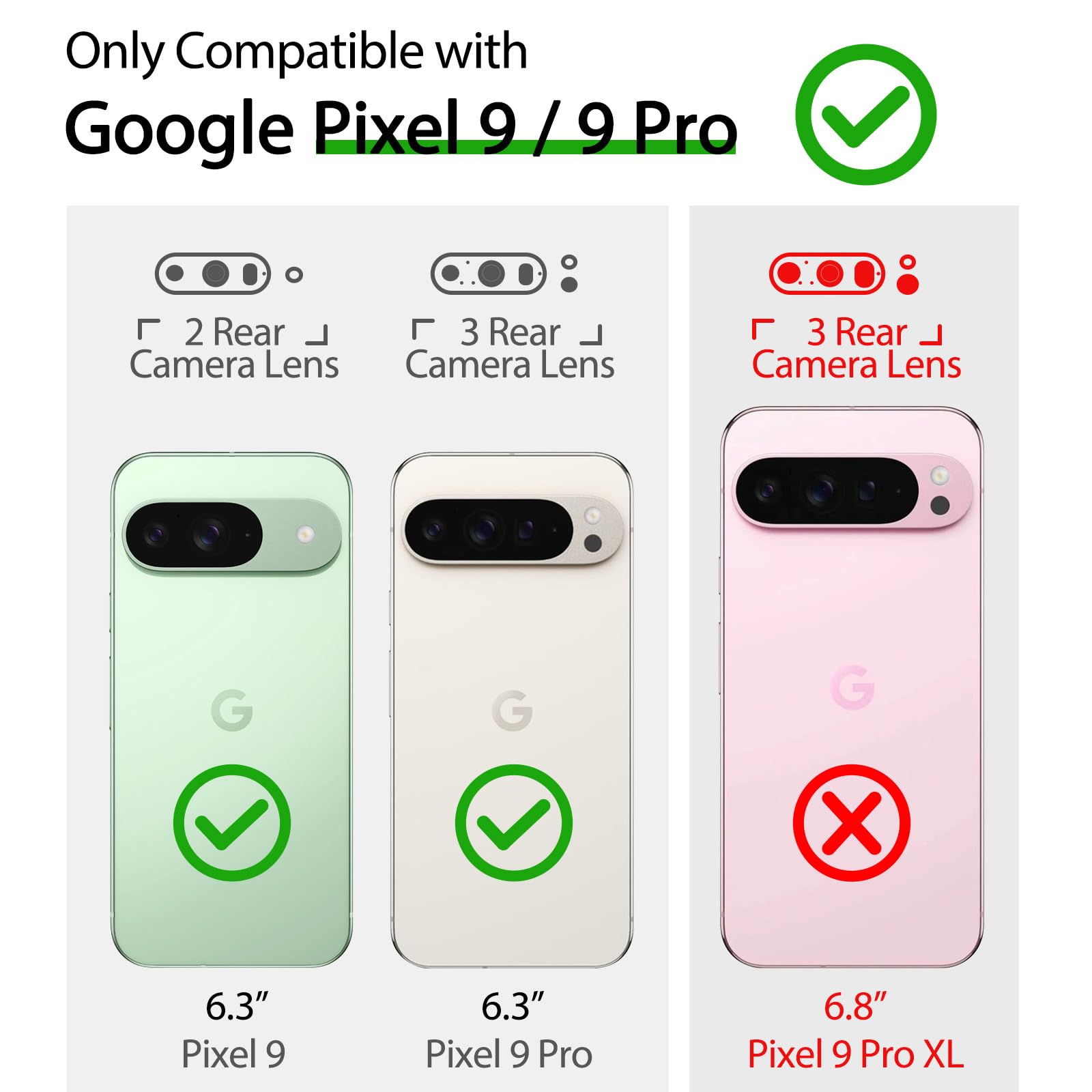 Funda Magnética Mate Para Google Pixel 9/9 Pro - Incluye 2 Protectores De Vidrio Templado, Color Negro