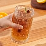 Vieilles verres à boire Hobbail Ensemble de 6, 16 oz Grande capacité Embossée Tumblers clairs, Highball Glaces pour l'eau, cocktail, bière, whisky, jus et diverses boissons mixtes