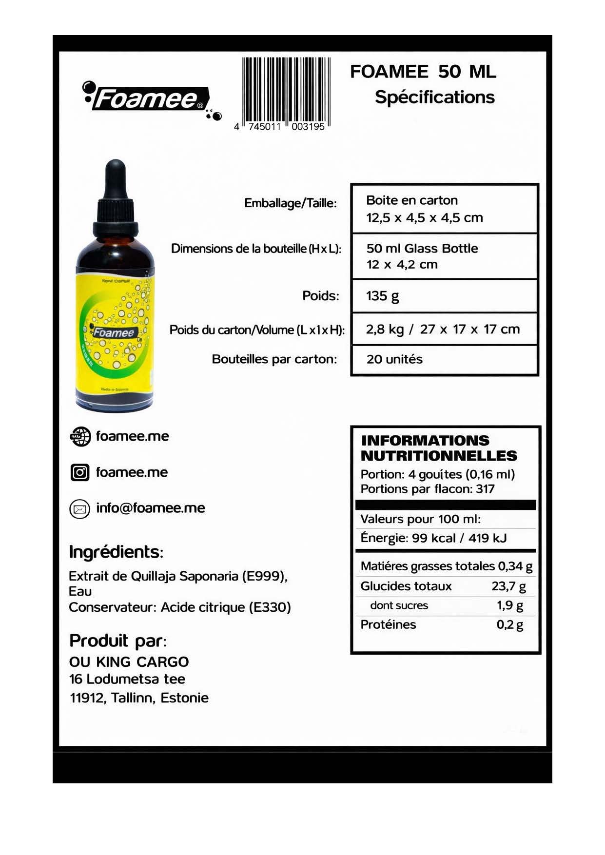 6 Pack Foamee Veganer Cocktail Schaumbildner 50 ml