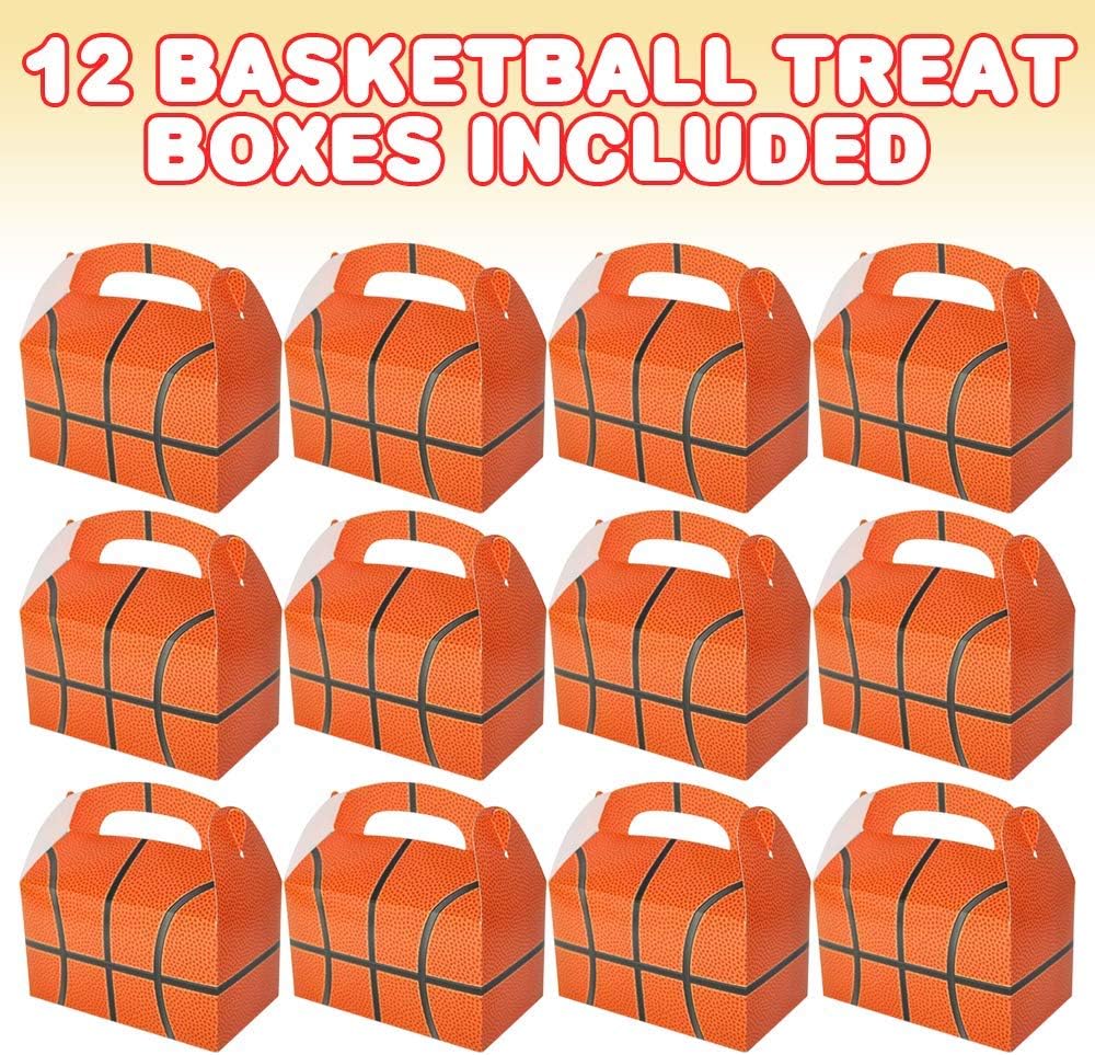 ArtCreativity Basketball Party Favors Goodie Gift Bags for Candy, Cookies, and Sports Themed Party Favor Boxes, Pack of 12 Cute Team Cardboard Box Basketball Treat Bag with Handles - Image 2