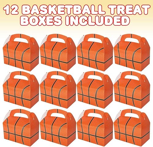 Miniatura 2 de ArtCreativity Bolsas de regalo de fiesta de baloncesto para dulces, galletas y deportes, cajas de recuerdos de fiesta temática de deportes, paquete
