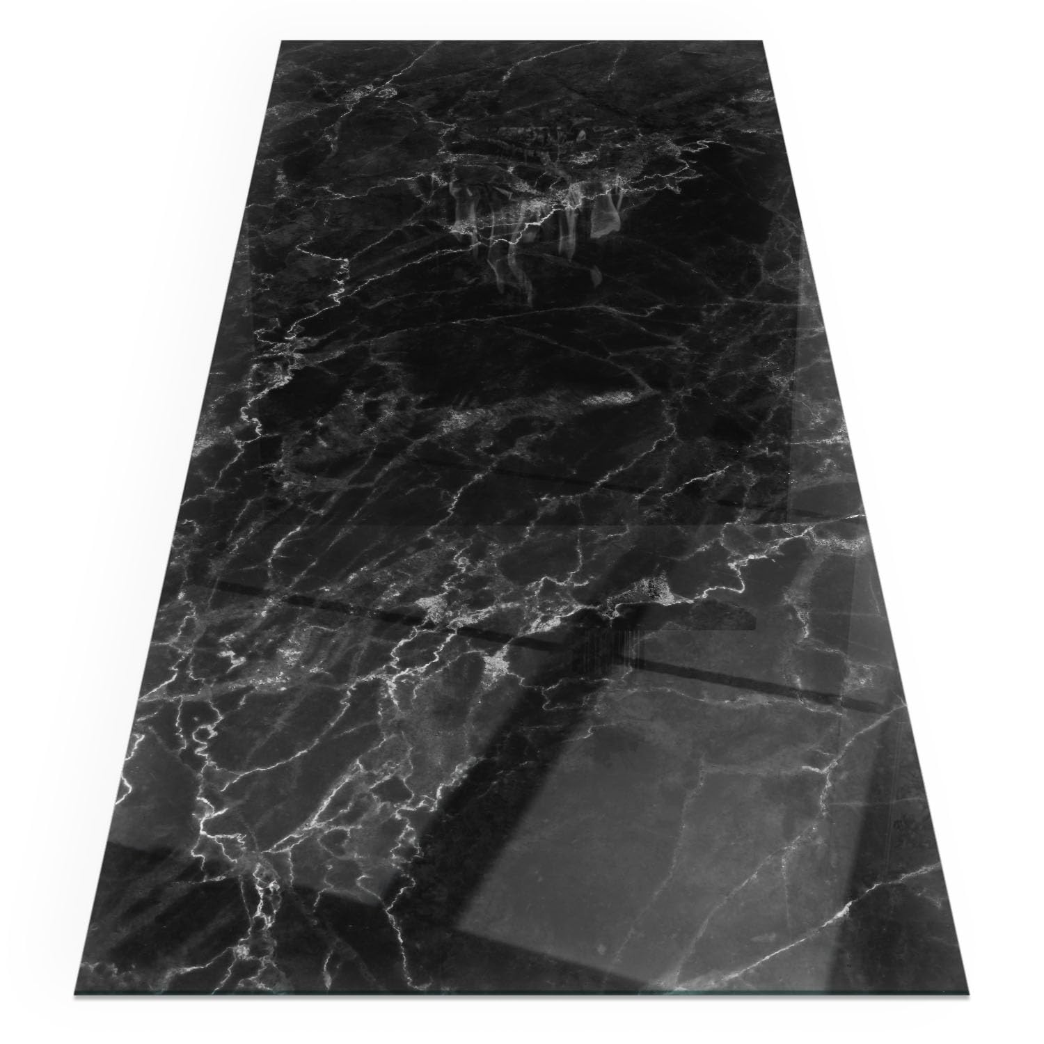 Kaminbodenplatte Glas 100x50 cm - Funkenschutzplatte Polierte Kanten Fleckenbeständigkeit Unter dem Kamin Dekoration Glas Herdboden Thermischer Schutz - Elegantes Marmormuster