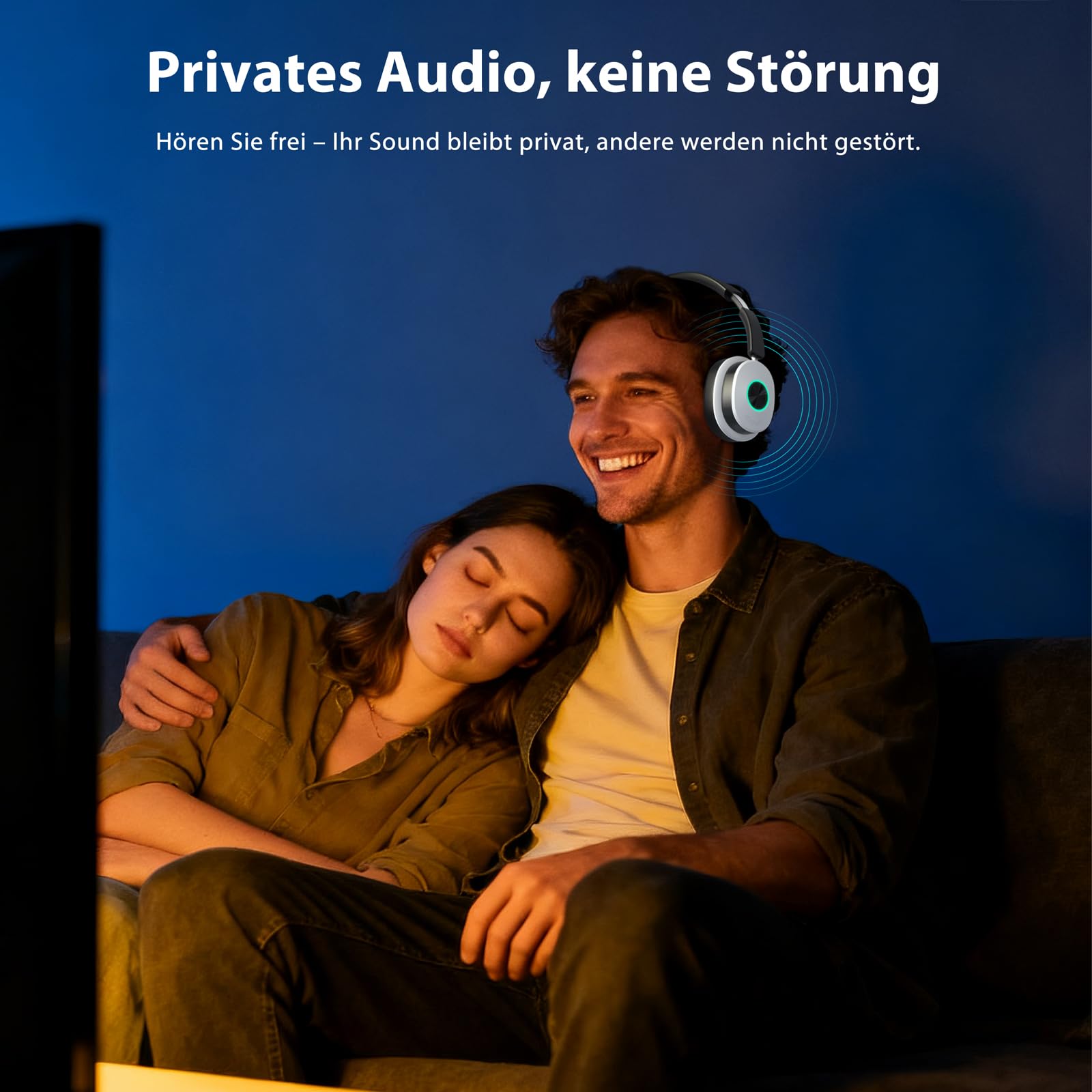 Funkkopfhörer Kabellos für TV, Kabellose TV-Kopfhörer mit Sender-Ladestation für Senioren, Ohne Audio-Verzögerung, Bluetooth 5.4, Over-Ear Kopfhörer für Fernseher mit 3 Audiomodi, Geschenk für Eltern