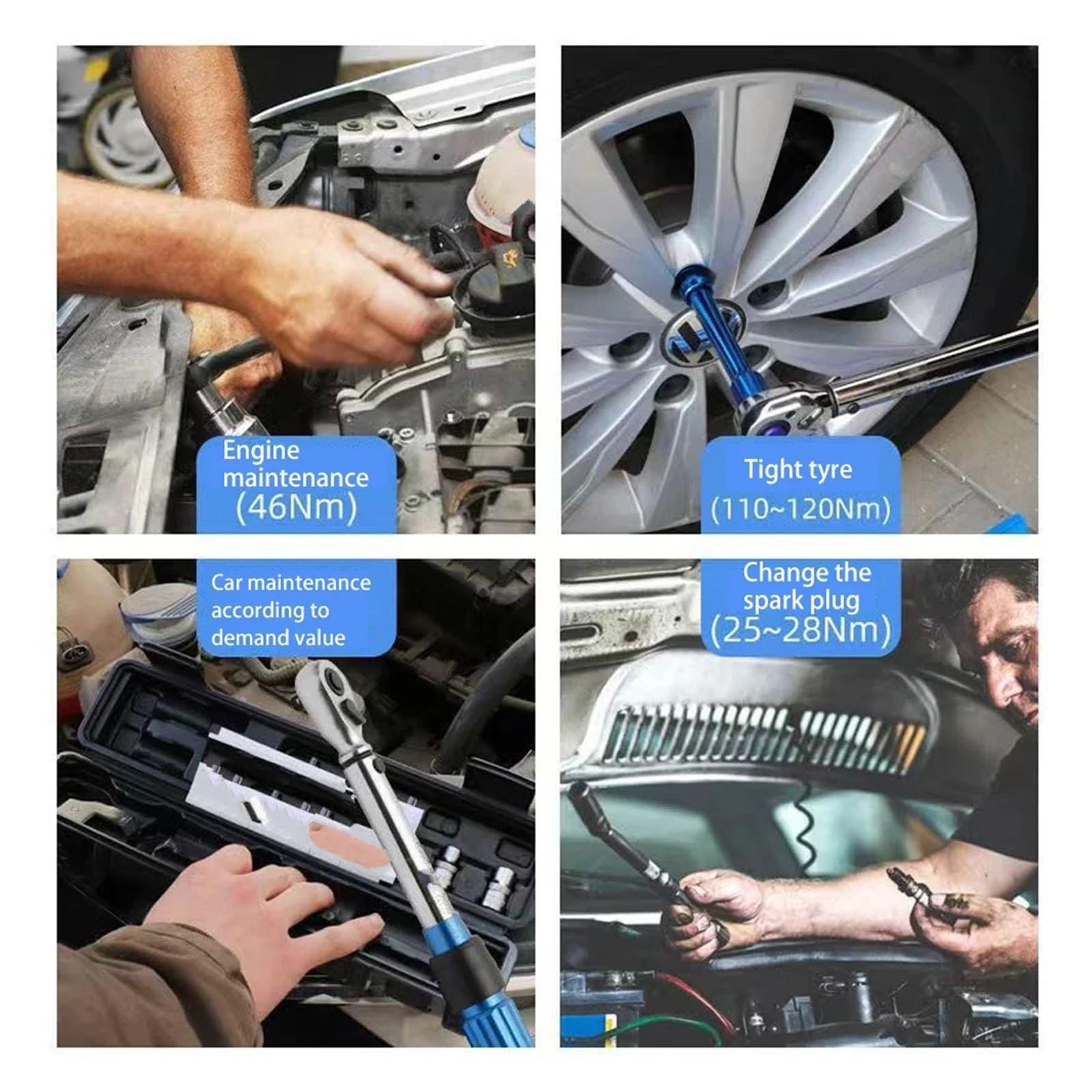 Telescopic Ratchet Klucz dynamometryczny 3/8 cala 5-60Nm Kwadratowy moment obrotowy Kluczowe narzędzie samochodowe mały klucz dynamometryczny