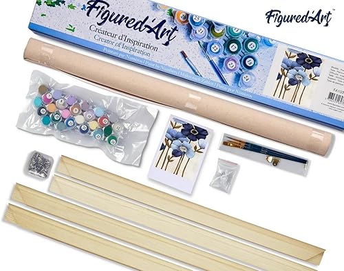 Vista 458 de Figured'Art - Juego de pintura por números, lienzo enrollado sin marco, para manualidades, para adultos, 16 x 20 pulgadas, jarrón de peonías