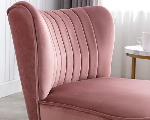 Miniatura 5 de CIMOTA Juego de 2 sillas decorativas de terciopelo, modernas, sin brazos, con respaldo alado, sofá individual, silla de esquina cómoda con patas