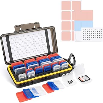 Kiorafoto SD MSD Card Holder Case with 3 Colors Clear Plastic Box