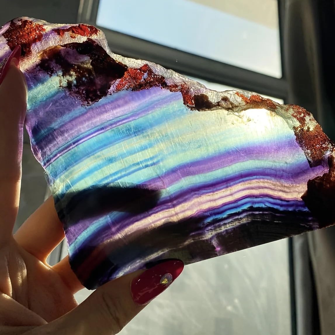 AARTERZZA 1pc 100-200g Crystal Colored Fluorite Stones Crystals Crafts Home Decoration