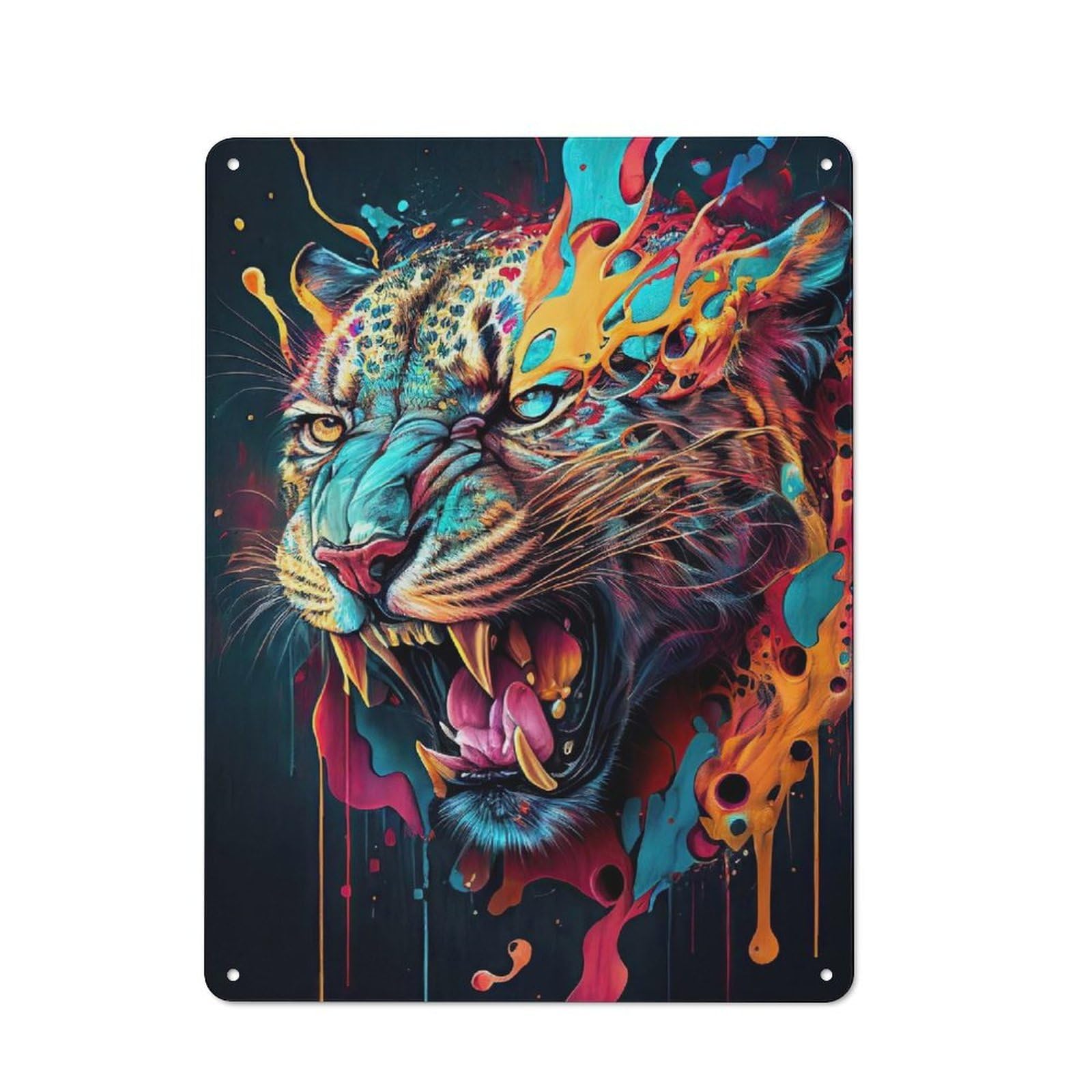 The Mysterious Leopard Vintage Metal Sign 40x30cm, Bistro Style Bistro Wall Plaque for Cafe, Bistro, Bakery Or Restaurant